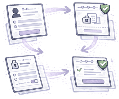 Generative end-user UI illustration showing customizable onboarding flows